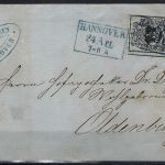 Hannover Mi 11 voll-breitrandig mit blauem Ra3 Hannover n. Oldenburg