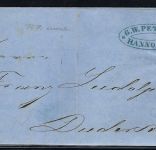 Hannover Mi 13b EF mit blauem Ra3 Hannover + Ankunft Ra2 Duderstadt