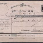 Hannover Postanweisung A3, ausgefüllt vom Absender nicht befördert