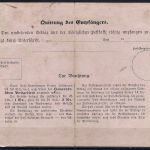 Hannover Postanweisung A3, ausgefüllt vom Absender nicht befördert