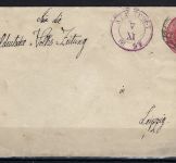 Sachsen U 21 A Ortsbrief mit violettem K2 Stadtpost Leipzig