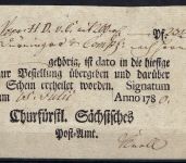 Thurn und Taxis Vorphila, Ortsdruck-Postschein Langensalza 1780