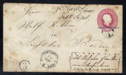 Baden GA 3 kr.ab Bischofsheim, Uhrrd St. 3, Bahnpost