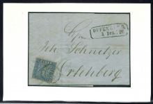 Baden Mi 10c EF mit Ra2 "Offenburg" und Ringstempel 104, KB Stegmüller