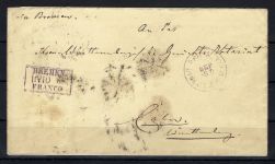 Bremen Vorphilabrief Philadelphia-Köln mit viol. Ra3 Bremen Franco