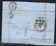 Hamburg Vorphilabrief von HH ü. Bremen n. New York, 5/10 Loth