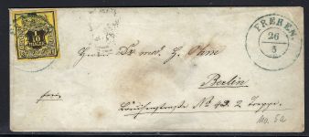 Hannover Mi 5a vollrandig, EF mit blauem K2 Freren n. Berlin