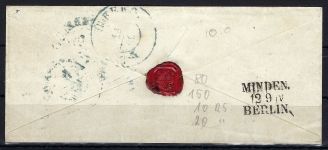 Hannover Mi 9 Vollrand EF mit K2 Leibenau und L3 Minden 12 9 IV Berlin