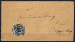 Hannover Mi 11 EF mit blauem K2 Bremen n. Braunschweig