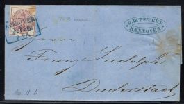 Hannover Mi 13b EF mit blauem Ra3 Hannover + Ankunft Ra2 Duderstadt