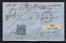 Meckl.-Schwerin Nachverwendung auf NDP Mi 5 EF Einschreiben, K2 Grabow