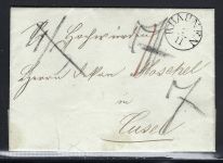 Preußen Vorphila 1845, Faltbrief mit klarem K1 Rhauen nach Cusel