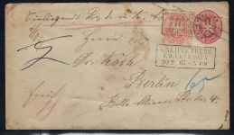 Preußen GA +Mi 15 Wertbrief mit Ra3 Greifenberg n. Berlin