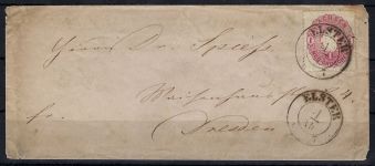 Sachsen Mi 16 als EF mit K1 Elster und Rücks. Ra3 Reichenbach Eger