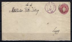 Sachsen U 21 A Ortsbrief mit violettem K2 Stadtpost Leipzig