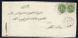 Schleswig-Holstein Mi 9 Paar als MeF mit K2 Schleswig nach Heide