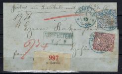 NDP Mi 1 + 5 MiF paketbegleitbrief Hameln n. Hehlen + Ra2 ausgeliefert