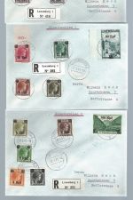Luxemburg, Mi 17-32 auf 3 Einschreibebriefe, Luxemburg-Saarbrücken