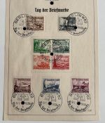 3. Reich, 3 Gedenkblätter mit Mi 609-16, 651-659, 730-738