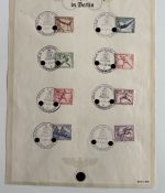 3. Reich, 3 Gedenkblätter mit Mi 609-16, 651-659, 730-738