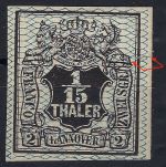 P) Hannover Mi 11ND, amtl. Neudruck für die königliche Familie, Mängel