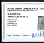 P) Hannover Mi 11ND, amtl. Neudruck für die königliche Familie, Mängel