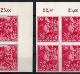 DR SA/SS, Mi 909 - 910 U ** Viererblock Eckrand OR, ME 360€
