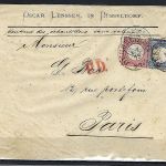 DR Mi 19+20 MiF Düsseldorf n. Paris, Mi 20 heller Fleck im ob. Rahmen