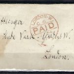 DR Mi 29 EF Auslandsbrief England mit K2 Bonn und rotem K1 London PAID