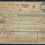 DR Mi 87 IIa+94 BII senk. Paar, Paketkarte Remscheid n. Constantinopel