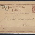 DR Ganzsache P 1 mit Ra2 Herrstein, befördert nach Kirn