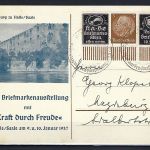 DR KABE Privat-Zusammendruck P-W 10 Ausstellungskarte Halle/Saale 1937