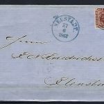 Dänemark Mi 4 EF mit Neustadt Nummerst. 125 + blauem K1 n. Flensburg