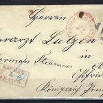 USA Mi 15 EF mit rotem K1 New York Paid und Ra3 Bremen Franco....