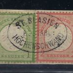 P) DR Mi 7+8 auf ∆ mit idealem Baden Post-Ablagestempel. St. Blasien