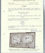 P) DR Mi 27 a senk. Paar auf ∆ sauber gest. Lauda, Attest Hennies