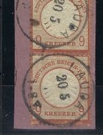 P) DR Mi 27 a senk. Paar auf ∆ sauber gest. Lauda, Attest Hennies