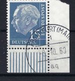 P) Bund Heuss Mi 184y ° Ecke UR mit WZ x, gep. Schlegel BPP