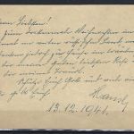 Feldpost 2. WK, Weihnachtskarte Osten 1941, beschrieben n. befördert