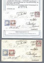 DR Mi 3+5 MiF mit Ra2 Leipzig (Sachsen Nachverwendung) FA Krug BPP