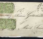 NDP Mi 14 (6) zwei Dreierstreifen MeF Neustettin n. Märkisch Friedland