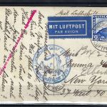 Zeppelinpost nach New York, Bostempel + L 1 Beförderung verzögert