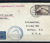 Zeppelinpost nach Buffalo N.Y. , Bostempel + L 1 Beförderung verzögert