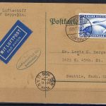 Zeppelinpost 1927, Friedrichshafen n. Seattle Zwischenland. New York