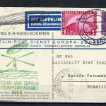 Zeppelinpost 6. Südamerikafahrt , Eckener Karte, n. Recife-Pernambuco