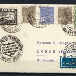 Zeppelinpost Brasil-Europa 1934 Rio de Janeiro n. Lorch, Sieger Karte