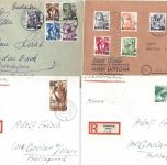 Saar / Saarland Mi 226-238 auf 4 Belegen, meist befördert , ME 130€