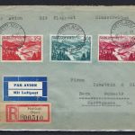 Saar / Saarland Mi 252-254 Satzbrief Einschreiben, befördert