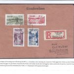Saar / Saarland Mi 255-258 Einschreibebrief befördert , KB Geigle BPP