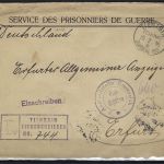 P) DAP China Kriegsgefangenenpost Tientsin-Shanghai-New York-Erfurt